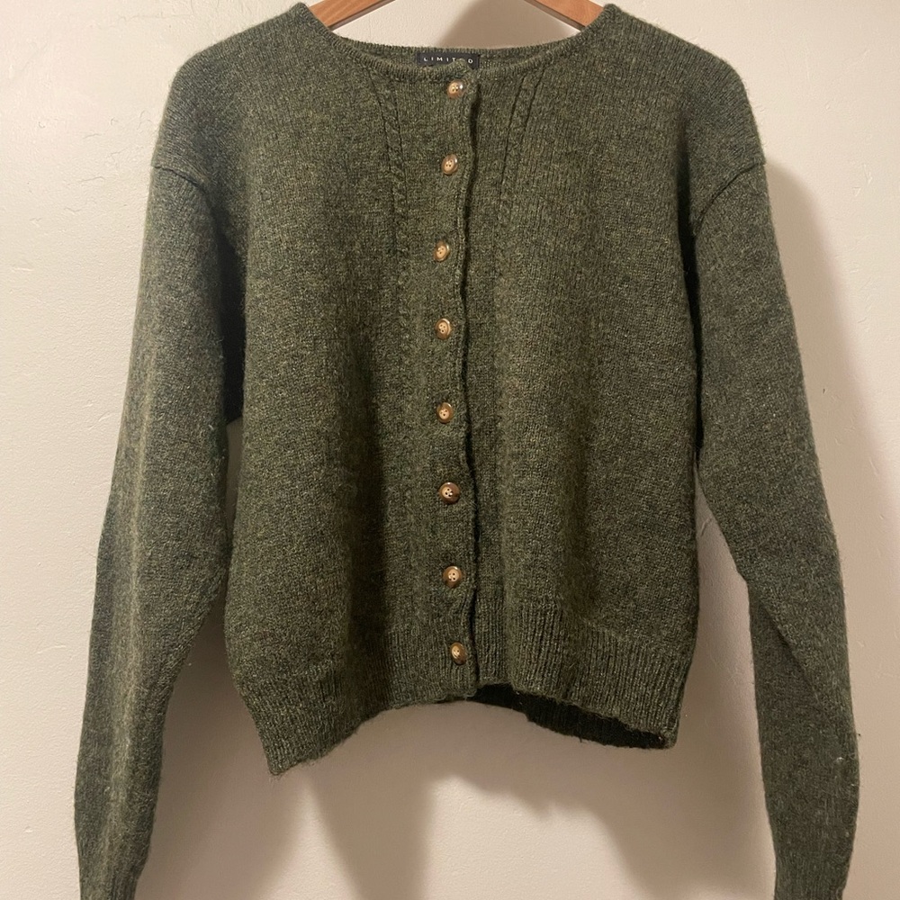 Olive Green Button-Up Women's Sweater